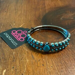 Paparazzi Silver and Blue Statement Bracelet